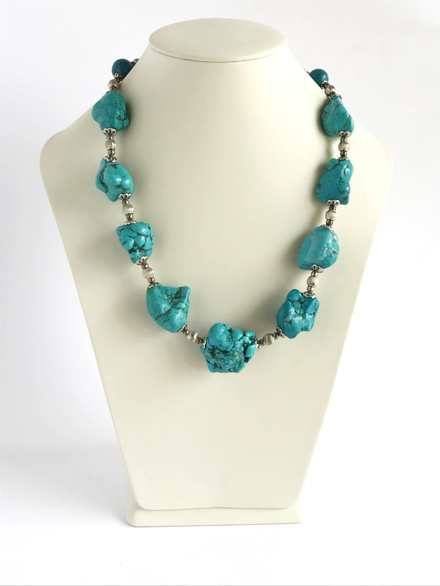 Chunky Statement Turquoise and Silver Necklace - Franki Baker Jewellery
